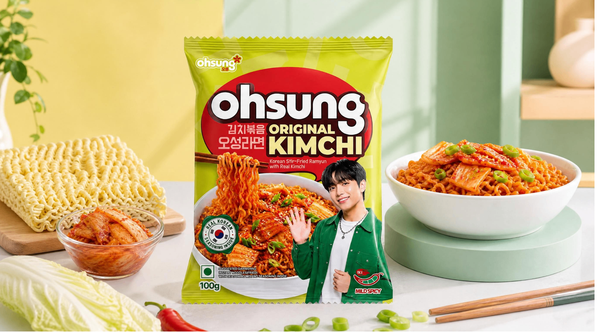 OHSUNG Original Kimchi Ramyun pack with stir-fried noodles